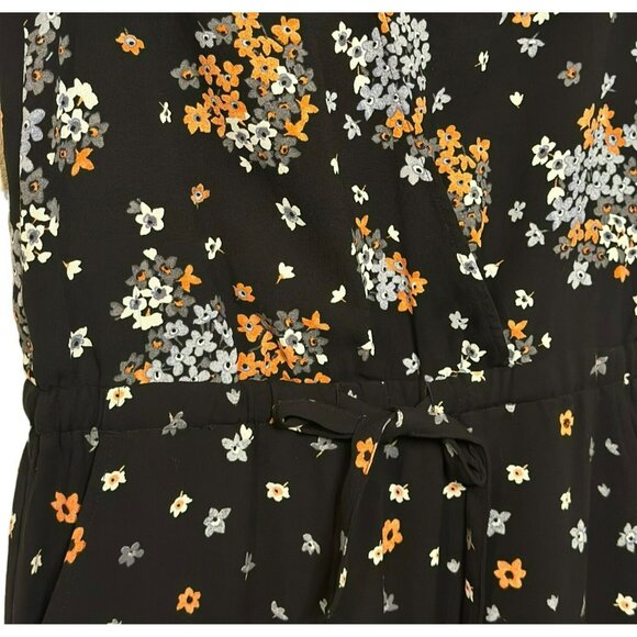 Loft Ladies Pant Suit Black Floral Sleeveless Career Pant Suit SZ Petite Small - Picture 7 of 8